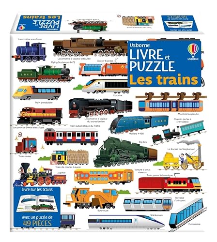 Les trains - Coffret livre et puzzle: Livre sur les trains avec un puzzle de 49 pièces von USBORNE